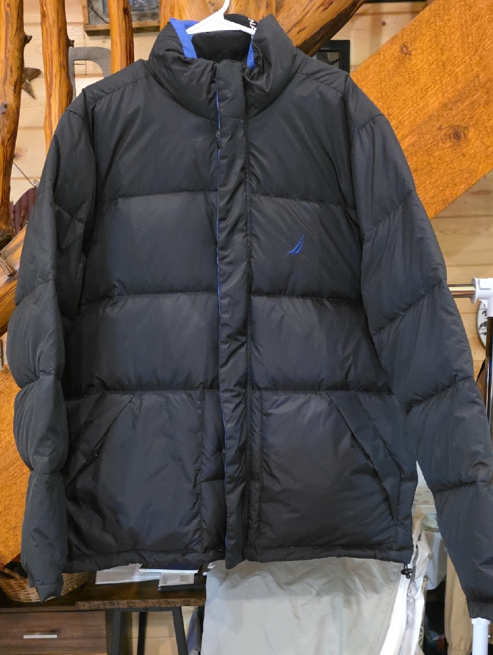 Men's Black Puffer Jacket with Blue Accent - Nautica